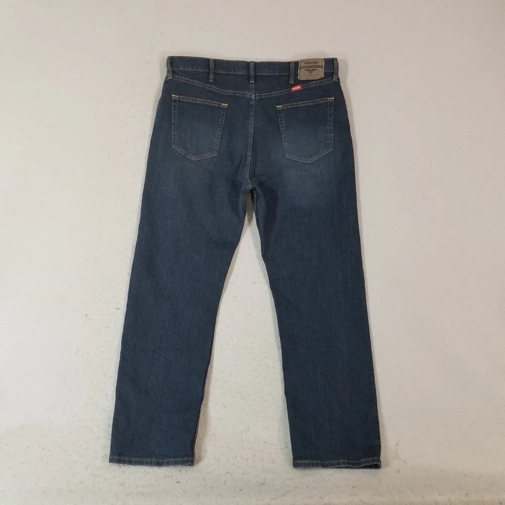 Wrangler jeans men's 38x30 regular fit flex denim pants dark wash